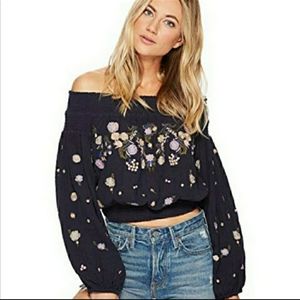 Flowery blue shirt NWOT